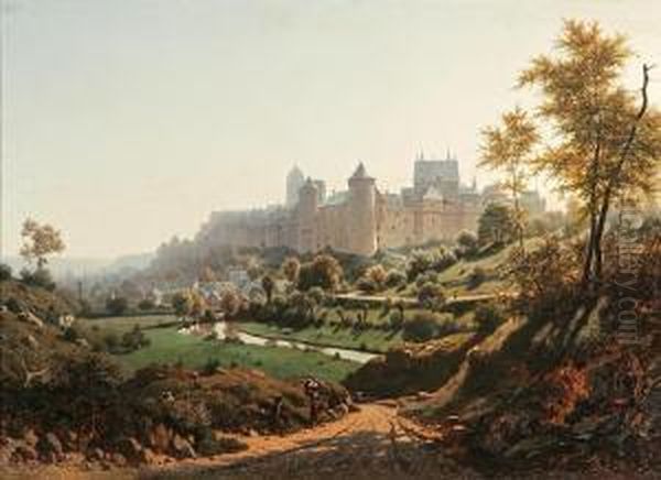 Vista De Un Castillo Frances Oil Painting by Hector Pron