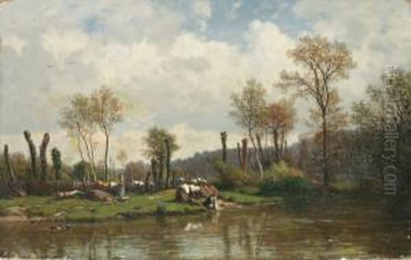 La Mare Aux Canard Oil Painting by Hector Pron