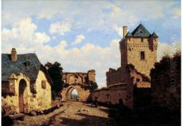 < Vue De Provins >. Oil Painting by Hector Pron