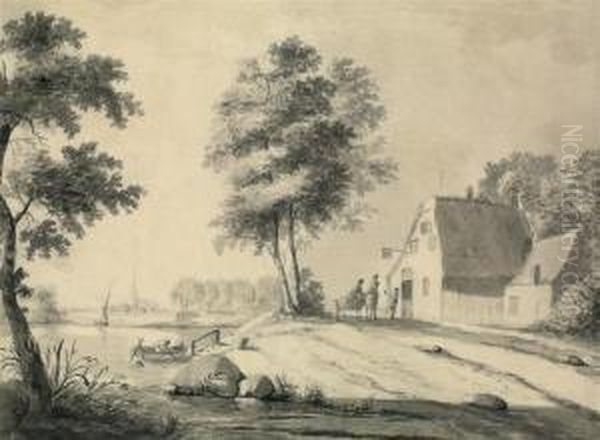 Auberge Au Bord De L'eau Oil Painting by Cornelis Pronk