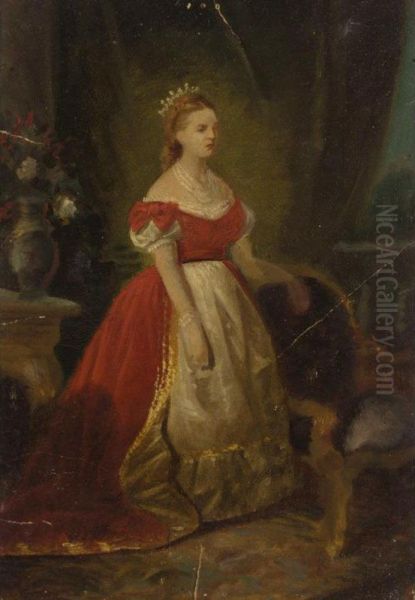 Queen Olga Of Greece Oil Painting by Spyridon Prosalentis