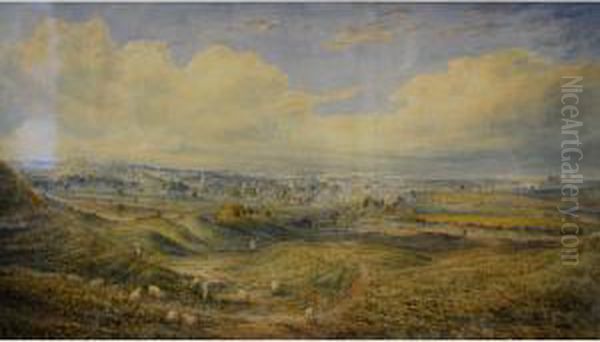 Winchester From Morested Downs Oil Painting by George Frederick Prosser