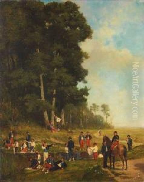 Soldats Au Lavoir Oil Painting by Alexandre Protais