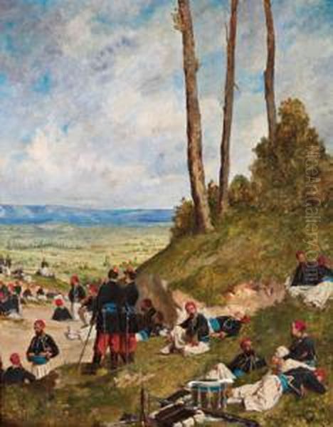 Sind Eine Aus Nordafrikanern Gebildete Franzosische Truppe Oil Painting by Alexandre Protais