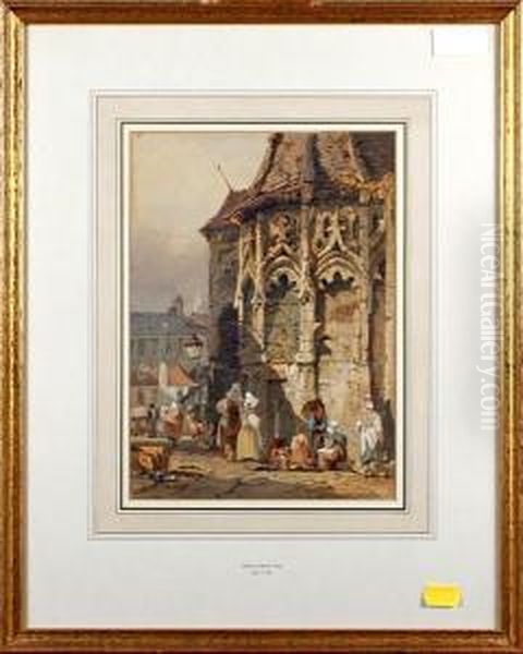 Market Scene Oil Painting by Samuel Prout