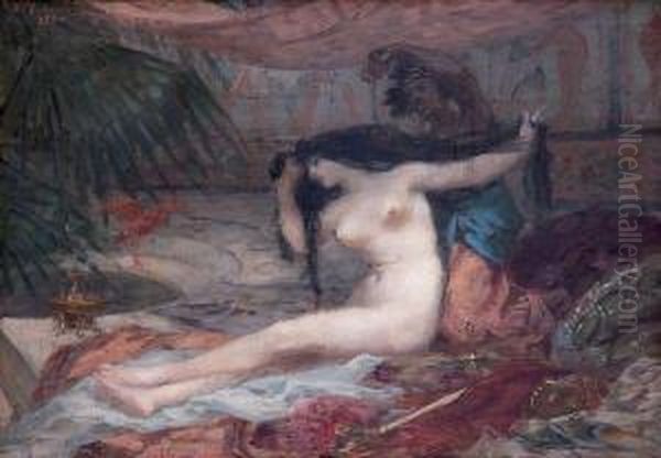 Odalisque Au Bain Oil Painting by Victor Prouve