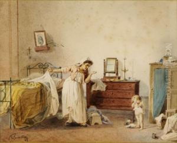 Le Lit Mouille Oil Painting by Cesare Provaggi