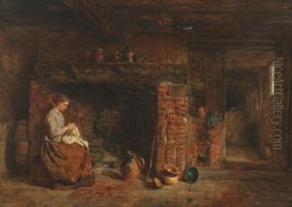 Interieur De Ferme Oil Painting by Alfred Provis