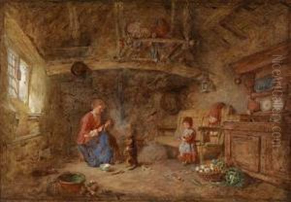 Training The Small Dog Oil Painting by Alfred Provis