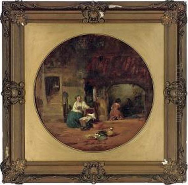 At The Fireside Oil Painting by Alfred Provis