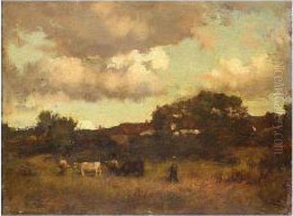 Bringing The Cattle Home Oil Painting by James Christie Prowett