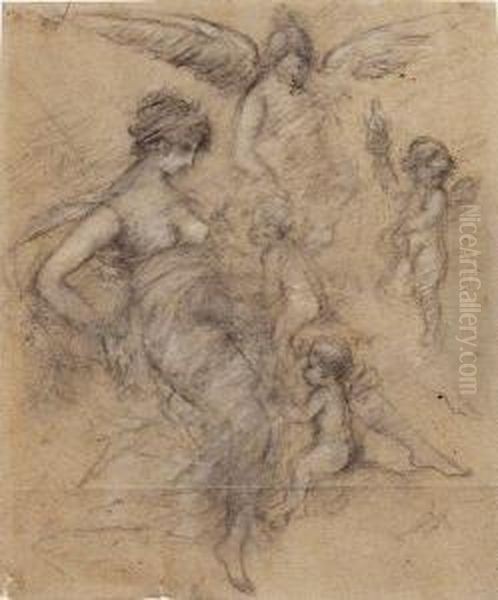 Femme Dans Une Nuee De Putti Oil Painting by Pierre-Paul Prud'hon