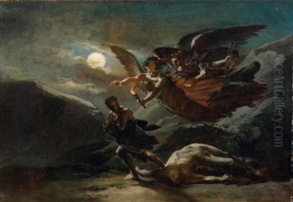 La Justice Et La Vengeance Divine Poursuivant Le Crime Oil Painting by Pierre-Paul Prud'hon