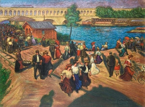 Le Quai De Javel Oil Painting by Gaston Prunier