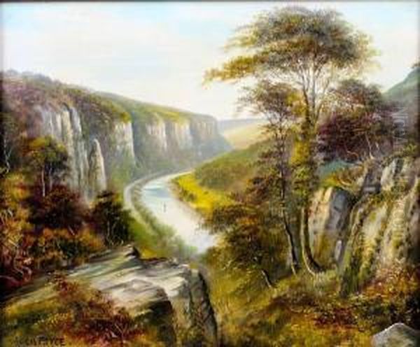 River Scene, Seven Sisters Rock On The Riverwye Oil Painting by George Willis Pryce