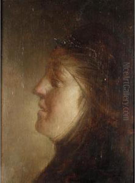 Head Of A Woman Wearing A Headdress Oil Painting by Pseudo Van Kessel