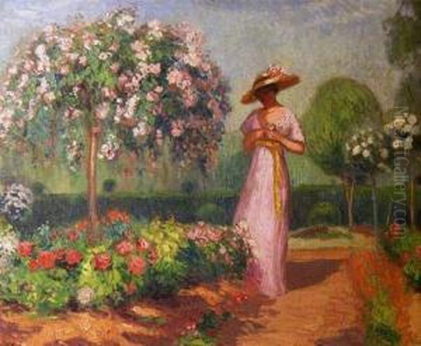 Dans Le Jardin, A Nice Oil Painting by Denys Puech