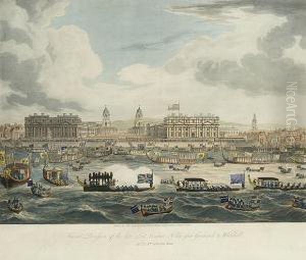 Funeral Procession Of The Late Lord Nelson, From Greenwich To Whitehall Oil Painting by Augustus Charles Pugin