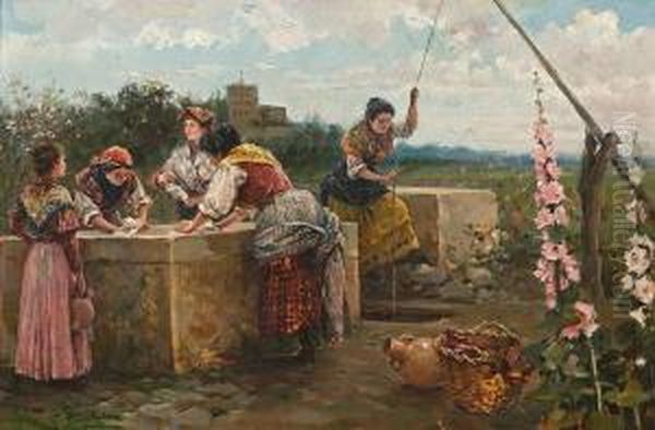 Valencianas Oil Painting by Gabriel Puig Roda