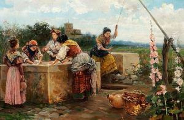 Doing The Laundry Oil Painting by Gabriel Puig Roda