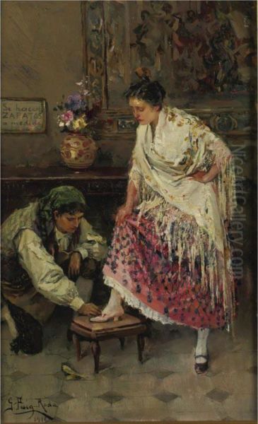 The Shoe Fitting Oil Painting by Gabriel Puig Roda