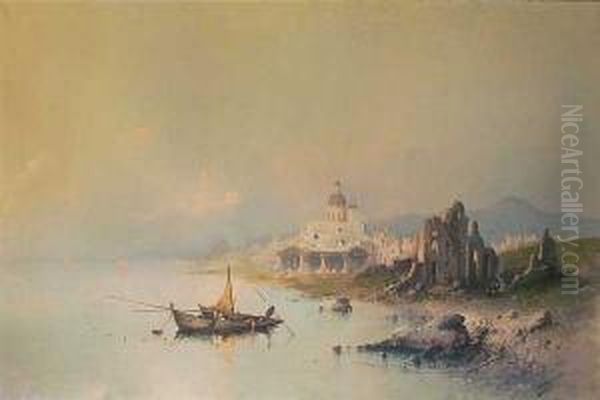 Marina Oil Painting by Domingo Puig Y Sauret