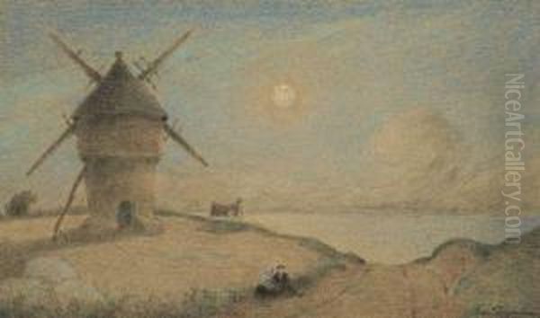 Scene Pastorale Au Moulin Oil Painting by Ferdinand Loyen Du Puigaudeau