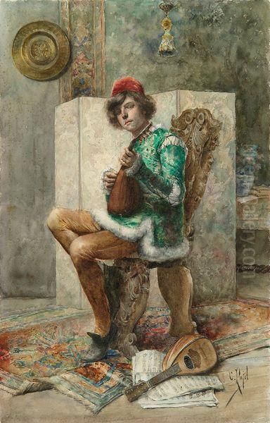 Le Troubadour Oil Painting by Clement Pujol de Guastavino