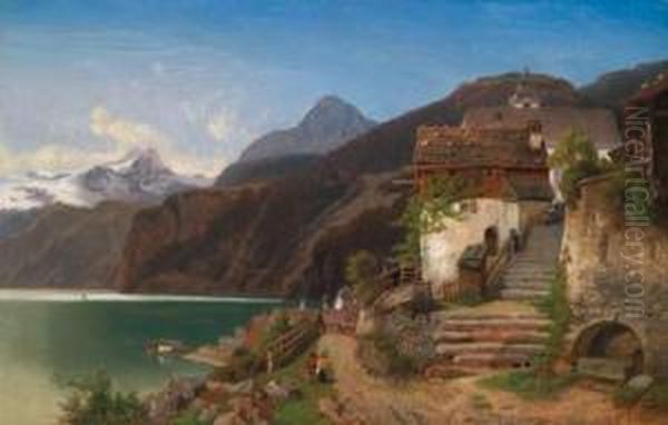 Veduta Di Hallstatt Oil Painting by Gottfried Johann Pulian