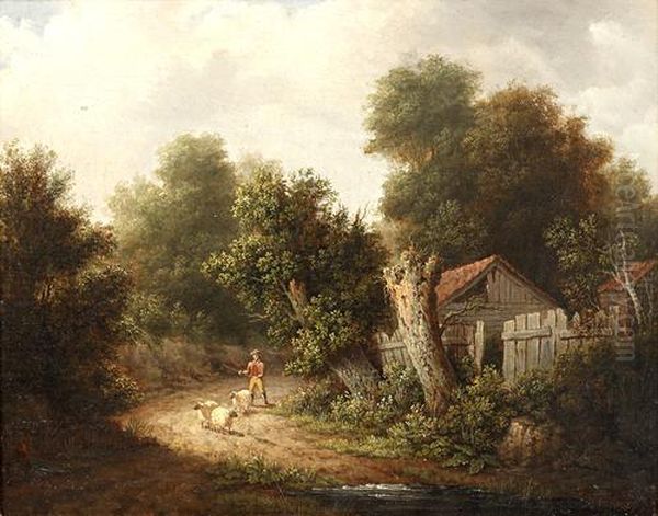 A Country Lane Oil Painting by John Anthony Puller