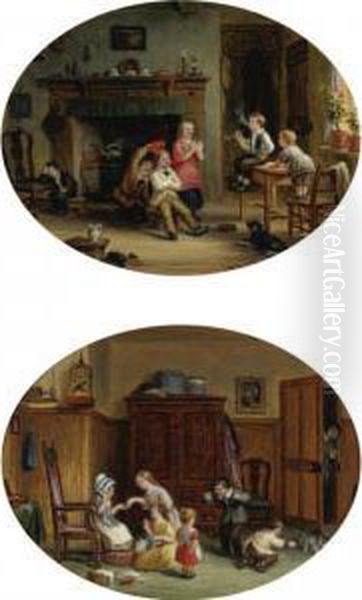 Grandfather's Pipe And Grandmother's Snuff Box: A Pair Oil Painting by John Anthony Puller