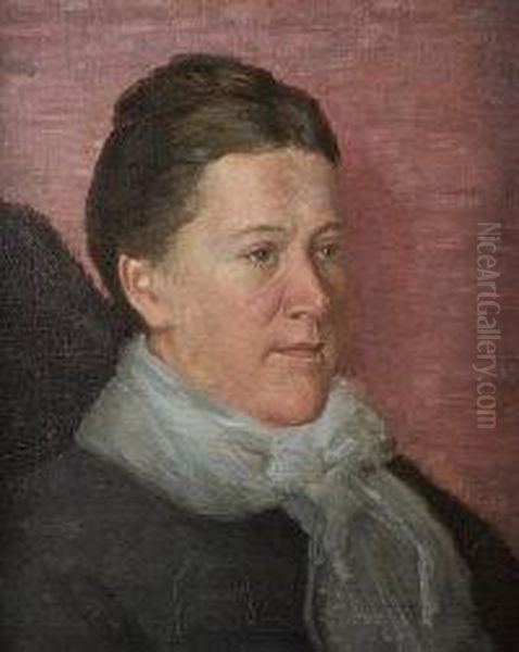 Portrait Of A Lady With A Scarf Oil Painting by Sarah Henrietta Purser