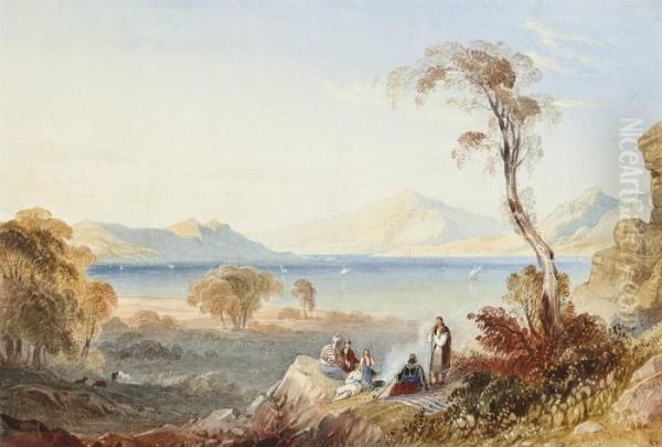 The Gulf Of Salamis, Greece Oil Painting by William Purser