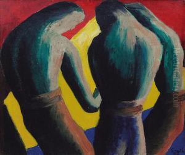 Three Men Oil Painting by Peter Ch. Roderick Purves-Smith