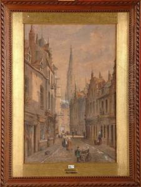 Ruelle De Bruxelles Animee Oil Painting by Emile Puttaert