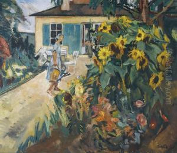 Mein Garten (my Garden) Oil Painting by Leo Putz