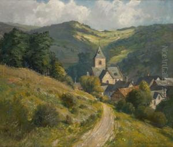 Vue Plongeante Sur Le Village Oil Painting by Paul Putzhofen-Hambuchen