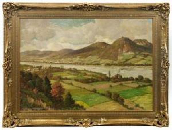 Impressionistische Rheinlandschaft Mit Dem Drachenfels Bei Konigswinter Oil Painting by Paul Putzhofen-Hambuchen