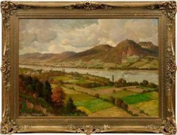 Rheinlandschaft Mit Drachenfels Bei Konigswinter Oil Painting by Paul Putzhofen-Hambuchen