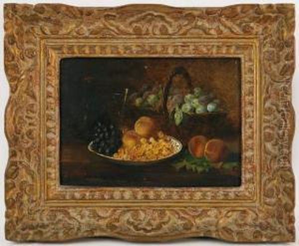 Nature Morte Au Panier De Raisins Oil Painting by Elise Puyroche-Wagner