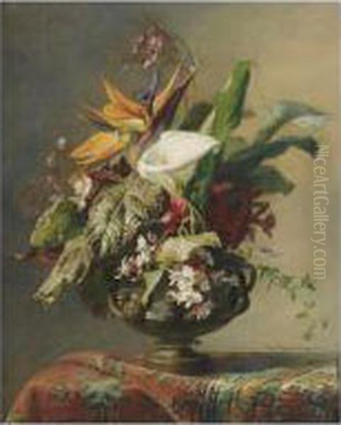 Vase De Fleurs Oil Painting by Elise Puyroche-Wagner