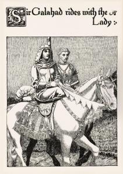 Sir Galahad Rides With The Lady, The Story Of The Grail And The Passing Of Arthur Oil Painting by Howard Pyle