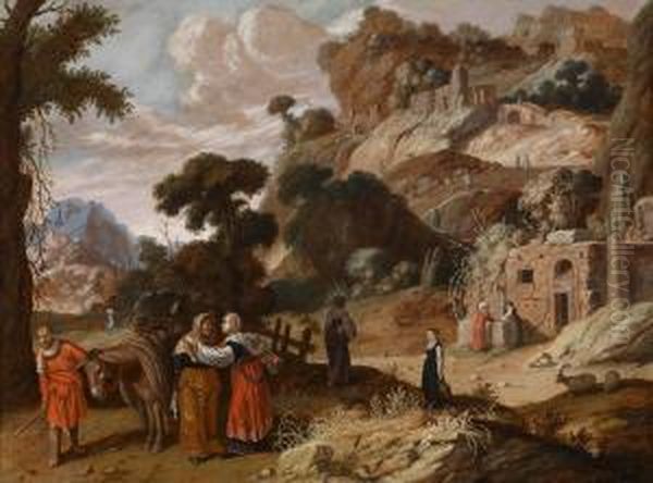 Ruth Deciding To Return To Bethlehem Withnaomi Oil Painting by Jacob Pynas