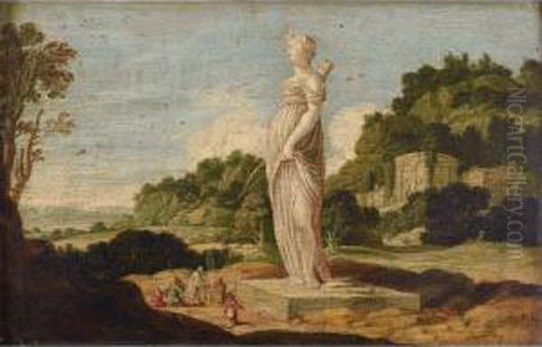 Scene D'adoration Devant Une Statue Colossale De Dianechasseresse Oil Painting by Jacob Pynas