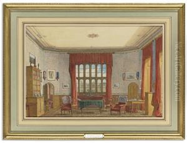 Two Interior Views Of A Room, Christ Church, Oxford Oil Painting by George Pyne