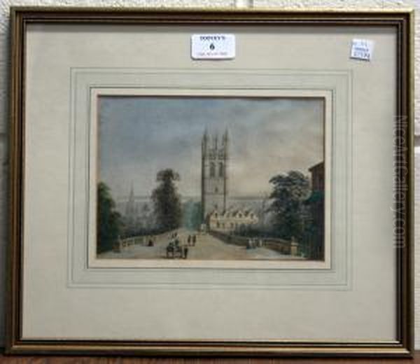 View Of Oxford With Horse And Carts Oil Painting by George Pyne