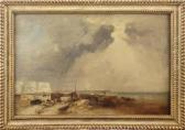 Newhaven Harbour Oil Painting by James Baker Pyne