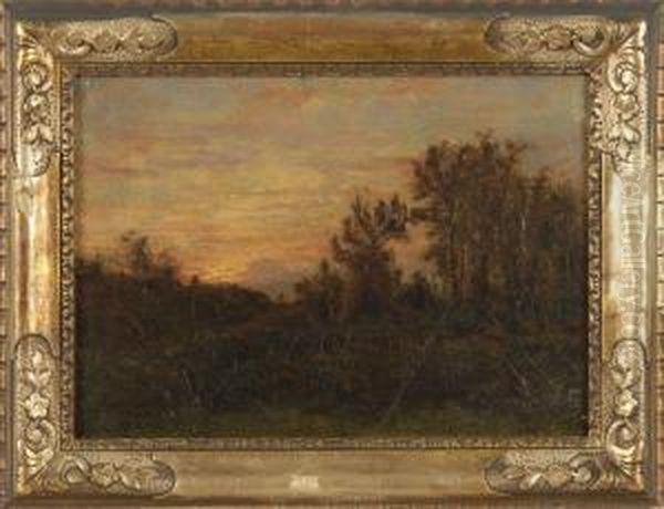 Mountain Sunset, Likely The Catskills Oil Painting by Robert Lorrdine Pyne