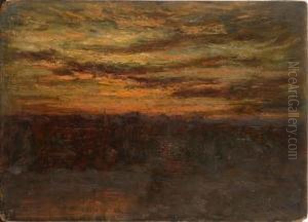 Sunset Oil Painting by Robert Lorrdine Pyne