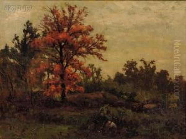 Autumn Landscape Oil Painting by Robert Lorrdine Pyne